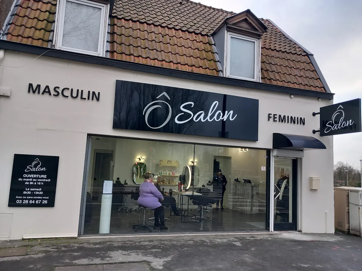 Façade du Ô Salon, coiffeur masculin et féminin à Petite-Synthe, Dunkerque